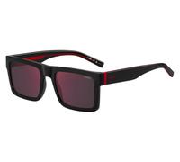 HUGO HG 1314/S 807-AO Unisex Square Sunglasses - Black Frame, Red Mirror Lenses
