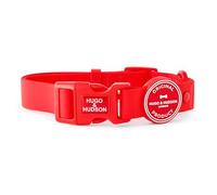 HUGO & HUDSON Collare per cani impermeabile, anti-odore e facile da pulire, collare regolabile per animali domestici, Rosso, XS