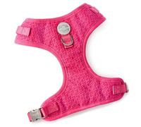 HUGO & HUDSON Imbracature con pettorina per cani in tweed, regolabile, morbida e imbottita, anti-tiro, con 2 clip per guinzagli, Rosa, XS