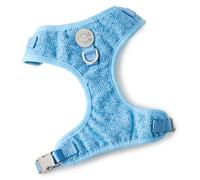 HUGO & HUDSON Imbracature con pettorina per cani in tweed, regolabile, morbida e imbottita, anti-tiro, con 2 clip per guinzagli, Blu, M