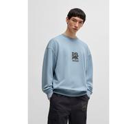 HUGO HUGO x RB Felpa in terry di cotone con logo impercettibile grigio carbonio - Style Dahrain_RB, 50542806 Celeste S