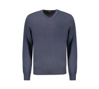 Hugo, ,Knitwear ,Uomo ,Blu ,S Maglione Blu in Cotone con Scollo a V Ricamo