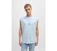 HUGO Maglia senza maniche in jersey di cotone con etichetta con logo blu - Style Navertz, 50509773 Celeste S