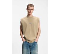 HUGO Maglia senza maniche in jersey di cotone con toppa con logo - Style Navertz, 50509773 Beige S