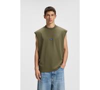 HUGO Maglia senza maniche in jersey di cotone con toppa con logo - Style Navertz, 50509773 Oliva XL