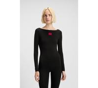HUGO Maglia termica slim fit con etichetta con logo rossa - Style LS-SHIRT THERMAL, 50486081 Nero L