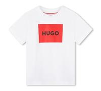 HUGO Maglietta da bambino in cotone con logo grande, Bianco, 8 anni