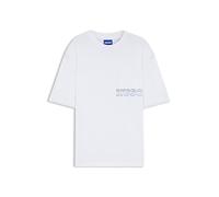 HUGO T-shirt in jersey di cotone con logo ricamato effetto sfumato - Style Nogoste, 50549120 Bianco XL