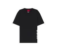 HUGO Maglietta da Uomo RN Relaxed Relaxed Fit, in Cotone Biologico con Logo Verticale, Nero, L