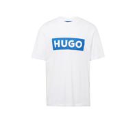 HUGO T-shirt in jersey di cotone con logo blu - Style Nico, 50522376 Bianco S