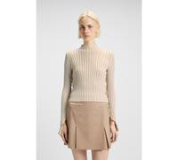 HUGO Maglione a lupetto in cotone a coste con ruche sulle cuciture - Style Soverie, 50507952 Beige chiaro M
