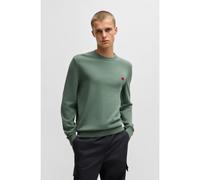 HUGO Maglione in cotone con etichetta con logo rossa - Style San Cassius-C1, 50475083 Verde XXL