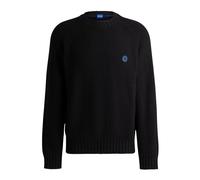 Hugo - Maglione in Cotone con Girocollo e Logo Smiley - - Knitwear - Uomo - Nero - M