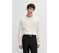 HUGO Maglione in cotone con motivo Argyle tono su tono - Style Sargyle, 50536694 Bianco XL