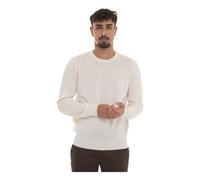 Hugo - Maglione in lana con scollo rotondo e logo - - Knitwear - Uomo - Beige - S