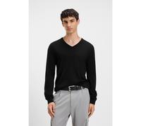 HUGO Maglione in lana vergine con scollo a V - Style San Vredo-M, 50474172 Nero L