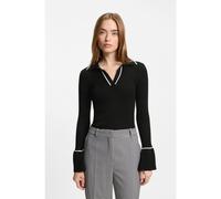 HUGO Maglione in maglia con colletto polo e profili a contrasto - Style Samur, 50554077 Nero XL