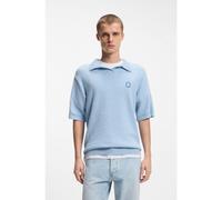 HUGO Maglione oversize a maniche corte in spugna misto cotone - Style Sorinou, 50557340 Celeste L