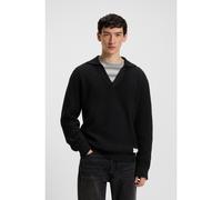 HUGO Maglione oversize con lavorazione a nido d'ape e colletto Johnny - Style Spiro, 50548853 Nero M