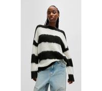 HUGO Maglione oversize con righe grosse irregolari - Style Slookis_B, 50532238 Bianco / Nero S