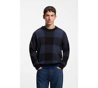 HUGO Maglione relaxed fit a quadri buffalo - Style Stuvee, 50570379 Nero / Blu Scuro L