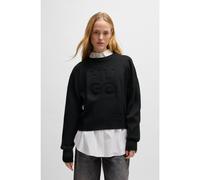 HUGO Maglione relaxed fit con logo goffrato - Style Sisminye, 50532140 Nero XS