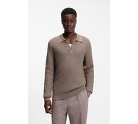HUGO Maglione relaxed fit in cotone strutturato con colletto polo - Style Saffowl, 50557352 Marrone M