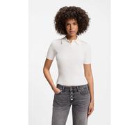 HUGO Maglione slim fit a coste con colletto polo - Style Sareplette, 50557771 Bianco L