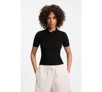 HUGO Maglione slim fit a coste con colletto polo - Style Sareplette, 50557771 Nero L