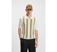 HUGO Maglione stile polo in maglia con colletto con zip e righe verticali - Style Sholpon, 50510922 Colore neutro XXL