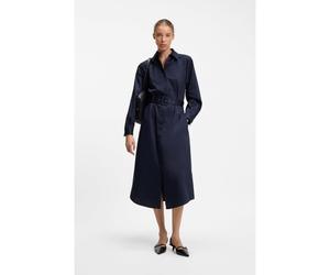 HUGO Maxi vestito in cotone satin con cintura - Style Kilini, 50563912 Blu scuro 42