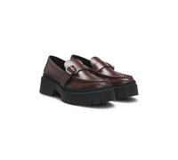 HUGO Mocassini in pelle con cinturino con fibbia - Style Kris_NewLoafer_BROM, 50548196 Marrone scuro 36