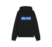HUGO Felpa con cappuccio regular fit in terry di cotone con logo stampato - Style Nalves, 50522370 Nero XS