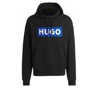HUGO Felpa con cappuccio Nalves, regular fit in terry di cotone, logo stampato, Nero XL Uomo