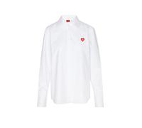 HUGO Camicetta relaxed fit in cotone Oxford con logo con cuore - Style Erselia, 50556398 Bianco 44