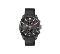 HUGO Racing-inspired watch with perforated leather strap - Style #FAST, HB1530370 Nero pz.