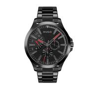 HUGO Orologio Analogico Multifunzione al Quarzo da Uomo Collezione #LEAP con Cinturino in Acciaio Inossidabile Nero - 1530175