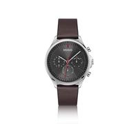 HUGO Orologio color argento con cinturino in pelle marrone - Style #SMASH MULTI, 58244984 Marrone pz.