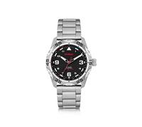 HUGO Orologio con quadrante nero e bracciale a maglie in acciaio - Style #TREK, 58129529 Argento pz.