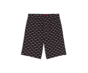 HUGO Pantaloncini da Uomo con Logo Split Pantaloncini Pigiama in Jersey di Cotone con Logo Stampato, 002nero, M