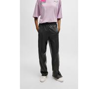 HUGO Pantaloni a gamba dritta in similpelle con bottoni automatici - Style Hileda-1_B, 50522349 Nero 38