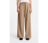 HUGO Pantaloni con pieghe frontali e cintura con fibbia - Style Hawelsa, 50554020 Beige 38