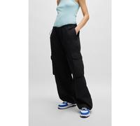 HUGO Pantaloni parachute oversize in popeline di cotone - Style Hafison-1-D_B, 50517314 Nero 44