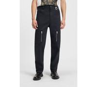 HUGO Pantaloni relaxed fit in cotone mercerizzato a spina di pesce - Style Roco253, 50541379 Nero XL