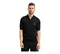 Hugo - Polo in maglia con zip e dettagli jacquard - - Tops - Uomo - Nero - S