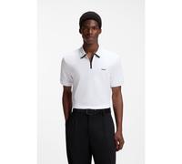 HUGO Polo in piqué di cotone con colletto con zip - Style Dalomino, 50511721 Bianco M