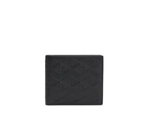 HUGO Portafoglio da uomo Ethon HI M 4 cc Coin pelle con stack in rilievo e loghi geometrici, Nero, taglia unica