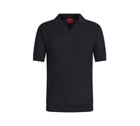 HUGO Polo in maglia con colletto Johnny in cotone-lino jacquard - Style Seemant, 50564219 Blu scuro L