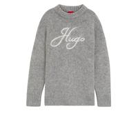 HUGO Oversize-fit alpaca-blend sweater with script logo - Style Sloguinny, 50569398 Grigio L