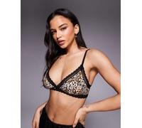 HUGO Red - Bralette nera e marrone con stampa leopardata-Nero XL